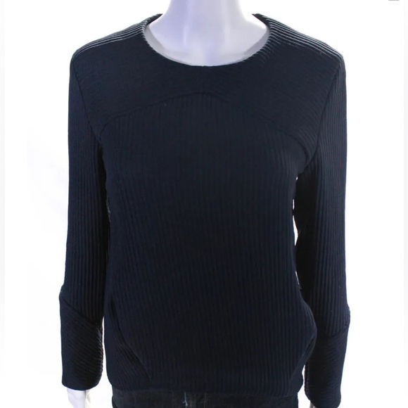 Maje Navy Ribbed Zip Up Lined Top , Sz 1; (M) - Picture 1 of 5